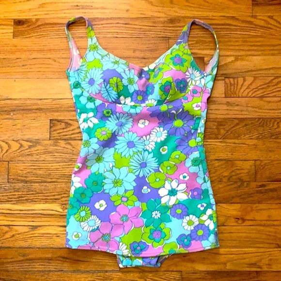 Vintage Other - Vintage floral swim suit bathing suit